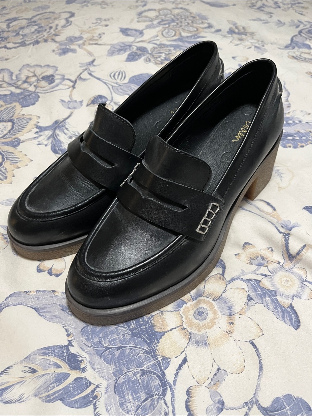 Boden Black Leather Penny Loafers, Sz 39